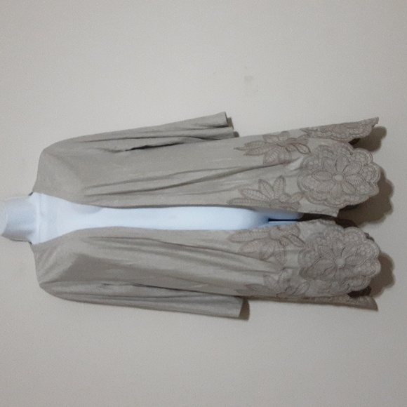 Soft Surrounding Elegant Beige Women's Open Cardigan Embroidered Boho Festival - Picture 8 of 8